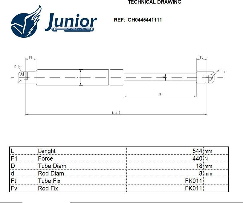 JUNIOR GH0445441111 - Plinski amortizer, prtljaznik/utovarni prostor www.molydon.hr