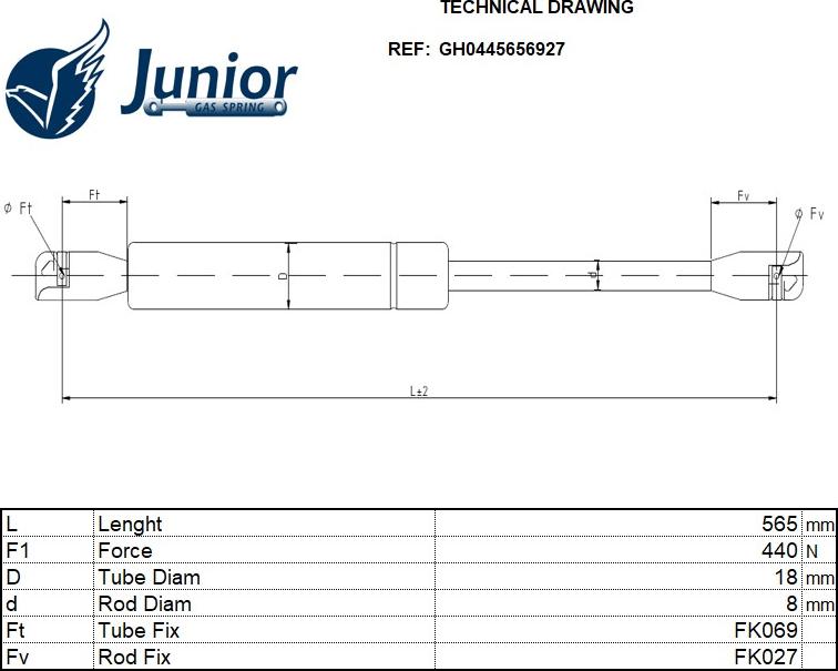 JUNIOR GH0445656927 - Plinski amortizer, prtljaznik/utovarni prostor www.molydon.hr