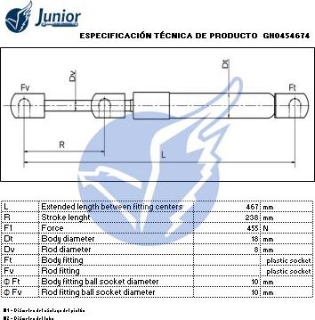 JUNIOR GH0454674 - Plinski amortizer, prtljaznik/utovarni prostor www.molydon.hr