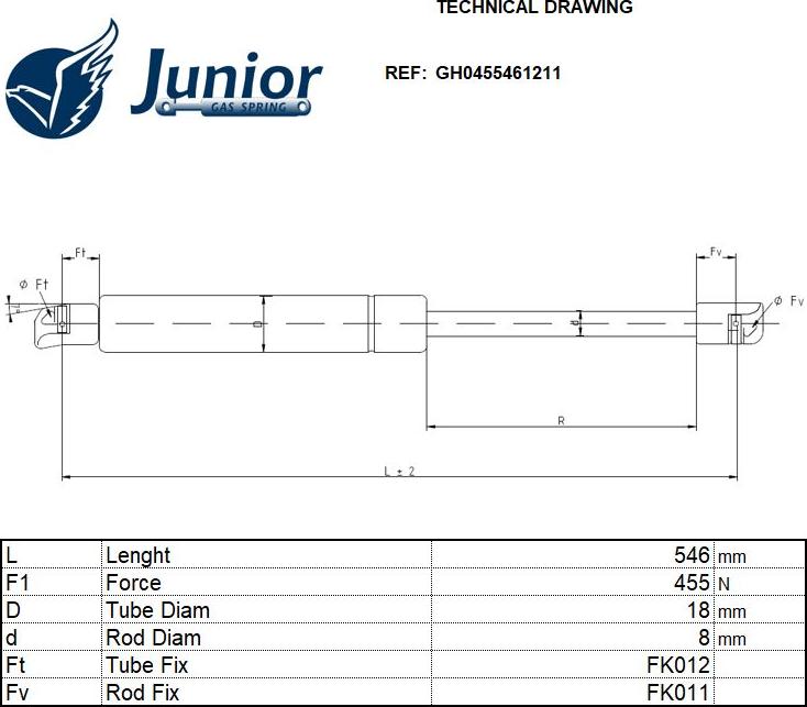 JUNIOR GH0455461211 - Plinski amortizer, prtljaznik/utovarni prostor www.molydon.hr