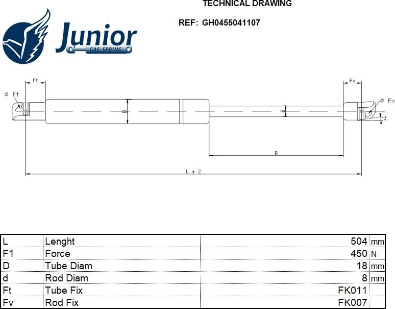 JUNIOR GH0455041107 - Plinski amortizer, prtljaznik/utovarni prostor www.molydon.hr