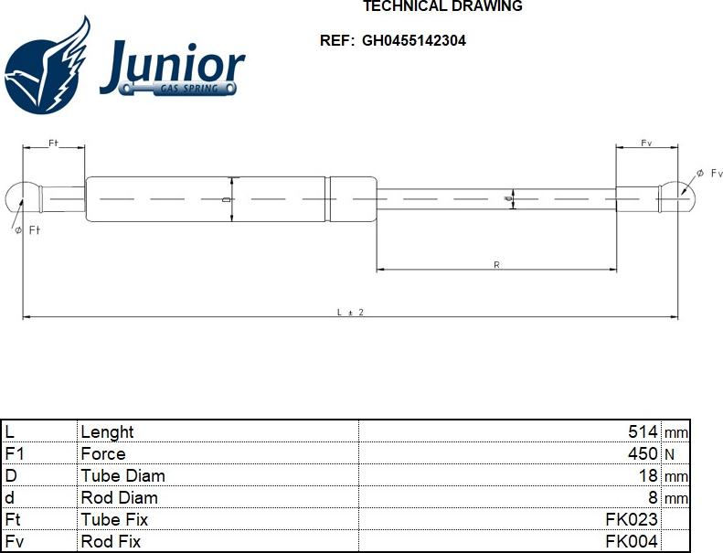 JUNIOR GH0455142304 - Plinski amortizer, prtljaznik/utovarni prostor www.molydon.hr