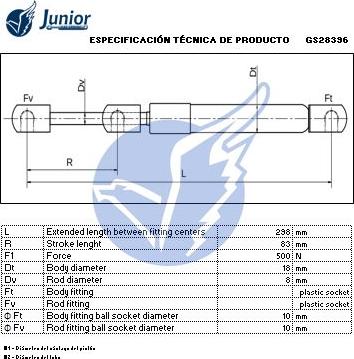 JUNIOR GH0463001106 - Plinski amortizer, prtljaznik/utovarni prostor www.molydon.hr