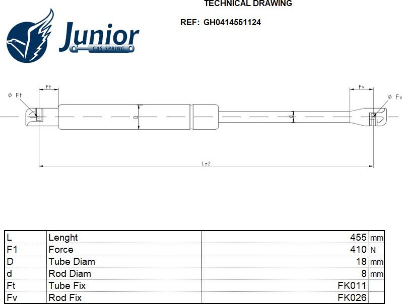 JUNIOR GH0414551124 - Plinski amortizer, prtljaznik/utovarni prostor www.molydon.hr