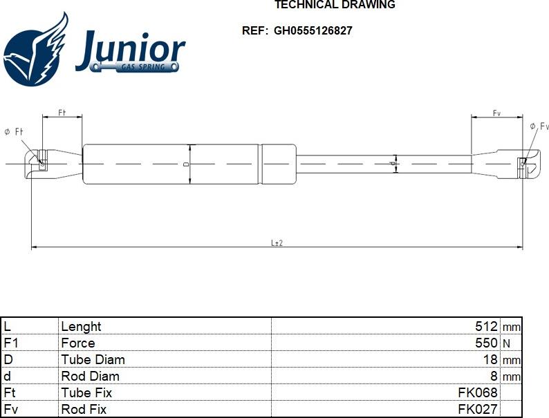 JUNIOR GH0555126827 - Plinski amortizer, prtljaznik/utovarni prostor www.molydon.hr