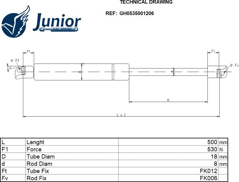 JUNIOR GH0535001206 - Plinski amortizer, prtljaznik/utovarni prostor www.molydon.hr