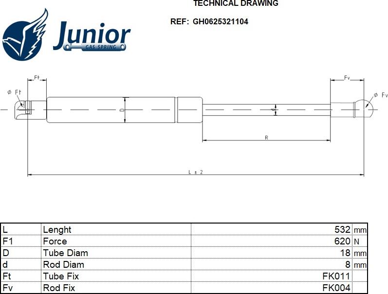 JUNIOR GH0625321104 - Plinski amortizer, prtljaznik/utovarni prostor www.molydon.hr