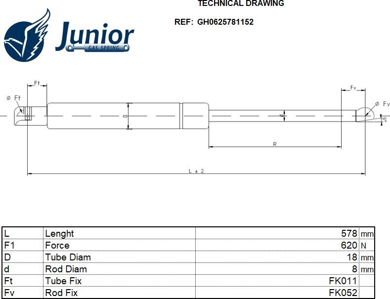 JUNIOR GH0625781152 - Plinski amortizer, prtljaznik/utovarni prostor www.molydon.hr