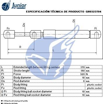 JUNIOR GH0333791126 - Plinski amortizer, hauba motora www.molydon.hr