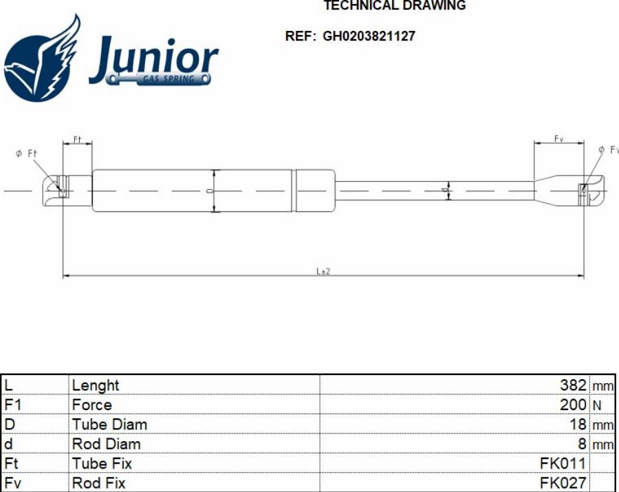 JUNIOR GH0203821127 - Plinski amortizer, zadnji vjetrobran www.molydon.hr