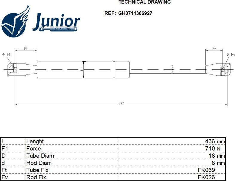 JUNIOR GH0714366927 - Plinski amortizer, prtljaznik/utovarni prostor www.molydon.hr