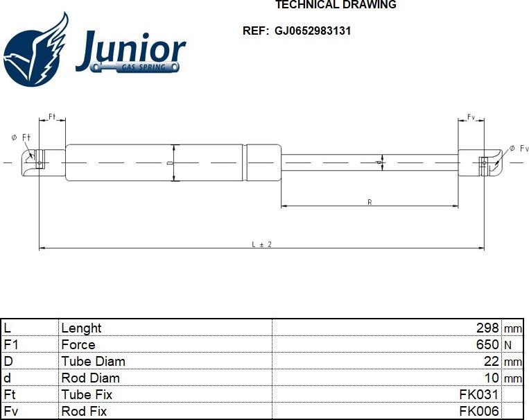 JUNIOR GJ0652983131 - Plinski amortizer, prtljaznik/utovarni prostor www.molydon.hr