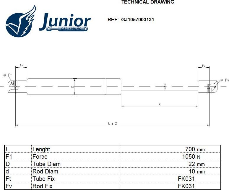 JUNIOR GJ1057003131 - Plinski amortizer, prtljaznik/utovarni prostor www.molydon.hr