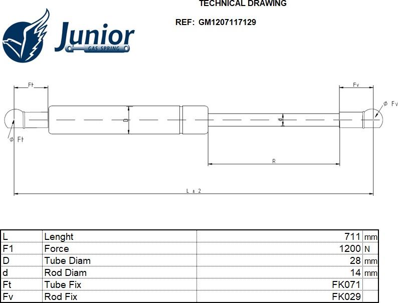 JUNIOR GM1207117129 - Plinski amortizer, prtljaznik/utovarni prostor www.molydon.hr