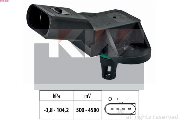 KW 493 280 - Senzor pritiska, pojačivač sile kočenja www.molydon.hr