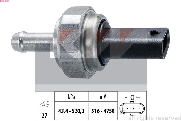 KW 480 002 - Senzor, pritisak Ispušnih plinova www.molydon.hr