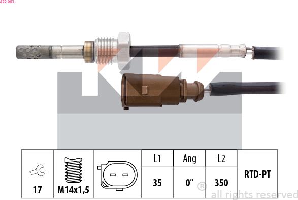 KW 422 063 - Senzor, temperatura Ispušnih plinova www.molydon.hr