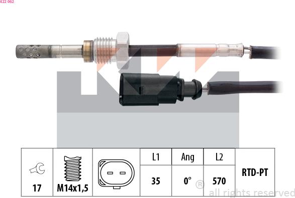 KW 422 062 - Senzor, temperatura Ispušnih plinova www.molydon.hr