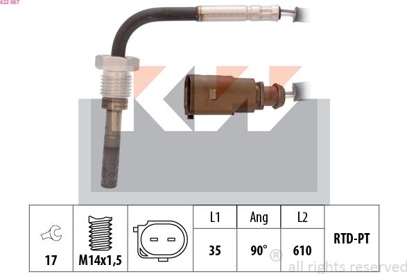 KW 422 067 - Senzor, temperatura Ispušnih plinova www.molydon.hr