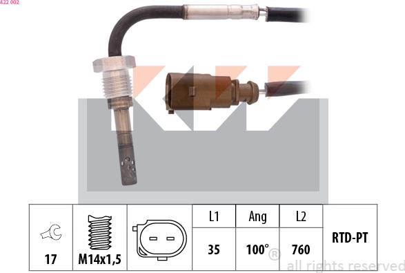 KW 422 002 - Senzor, temperatura Ispušnih plinova www.molydon.hr