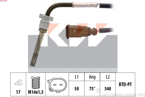 KW 422 018 - Senzor, temperatura Ispušnih plinova www.molydon.hr