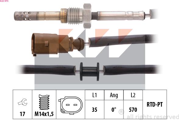 KW 422 075 - Senzor, temperatura Ispušnih plinova www.molydon.hr