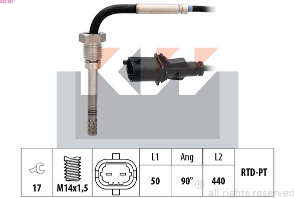 KW 422 351 - Senzor, temperatura Ispušnih plinova www.molydon.hr