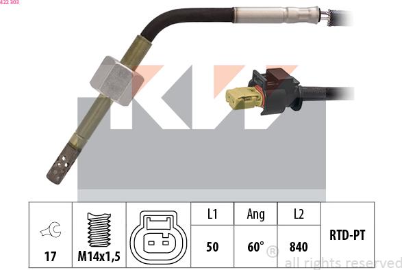 KW 422 303 - Senzor, temperatura Ispušnih plinova www.molydon.hr