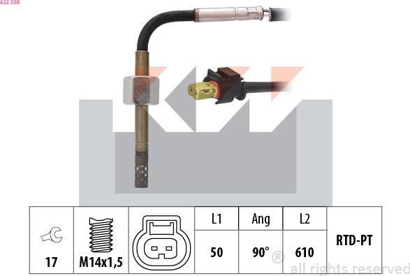 KW 422 338 - Senzor, temperatura Ispušnih plinova www.molydon.hr