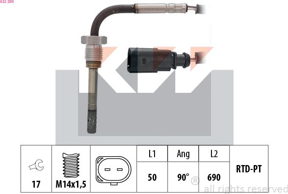 KW 422 290 - Senzor, temperatura Ispušnih plinova www.molydon.hr