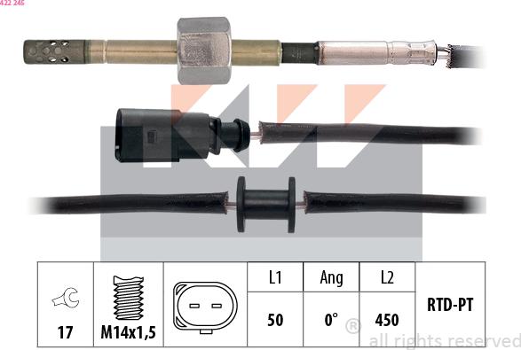 KW 422 245 - Senzor, temperatura Ispušnih plinova www.molydon.hr