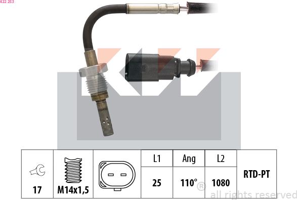 KW 422 253 - Senzor, temperatura Ispušnih plinova www.molydon.hr