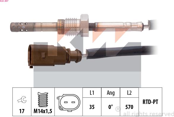 KW 422 267 - Senzor, temperatura Ispušnih plinova www.molydon.hr