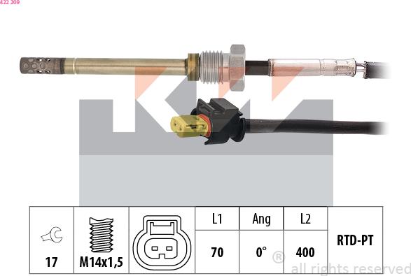 KW 422 209 - Senzor, temperatura Ispušnih plinova www.molydon.hr