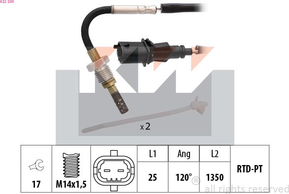 KW 422 230 - Senzor, temperatura Ispušnih plinova www.molydon.hr