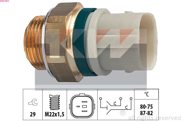 KW 550 654 - Prekidač temperature, ventilator radijatora / klima uređaja www.molydon.hr