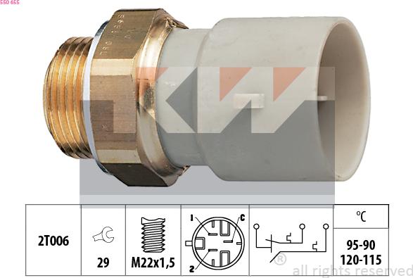 KW 550 655 - Prekidač temperature, ventilator radijatora / klima uređaja www.molydon.hr