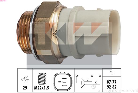 KW 550 651 - Prekidač temperature, ventilator radijatora / klima uređaja www.molydon.hr