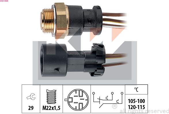 KW 550 668 - Prekidač temperature, ventilator radijatora / klima uređaja www.molydon.hr