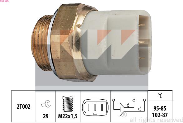 KW 550 605 - Prekidač temperature, ventilator radijatora / klima uređaja www.molydon.hr