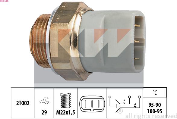 KW 550 616 - Prekidač temperature, ventilator radijatora / klima uređaja www.molydon.hr