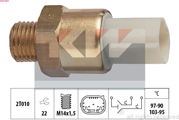 KW 550 684 - Prekidač temperature, ventilator radijatora / klima uređaja www.molydon.hr