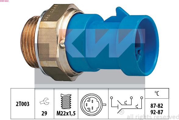 KW 550 622 - Prekidač temperature, ventilator radijatora / klima uređaja www.molydon.hr