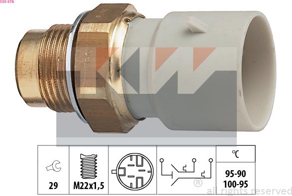 KW 550 676 - Prekidač temperature, ventilator radijatora / klima uređaja www.molydon.hr