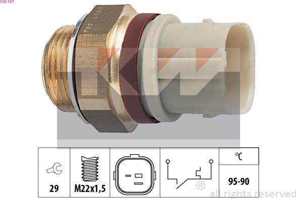 KW 550 197 - Prekidač temperature, ventilator radijatora / klima uređaja www.molydon.hr