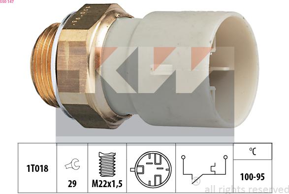 KW 550 147 - Prekidač temperature, ventilator radijatora / klima uređaja www.molydon.hr