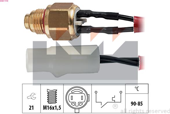 KW 550 110 - Prekidač temperature, ventilator radijatora / klima uređaja www.molydon.hr