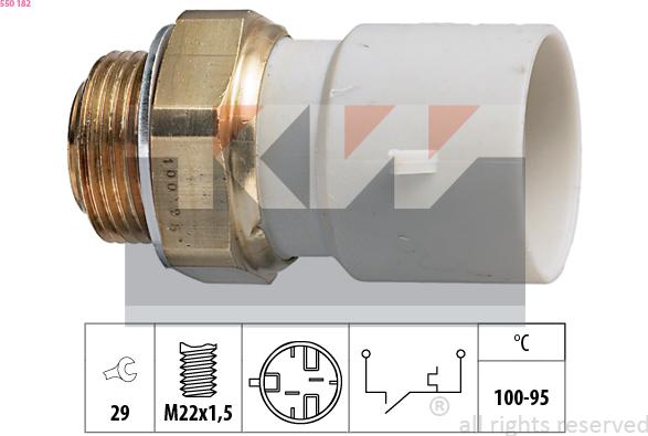 KW 550 182 - Prekidač temperature, ventilator radijatora / klima uređaja www.molydon.hr