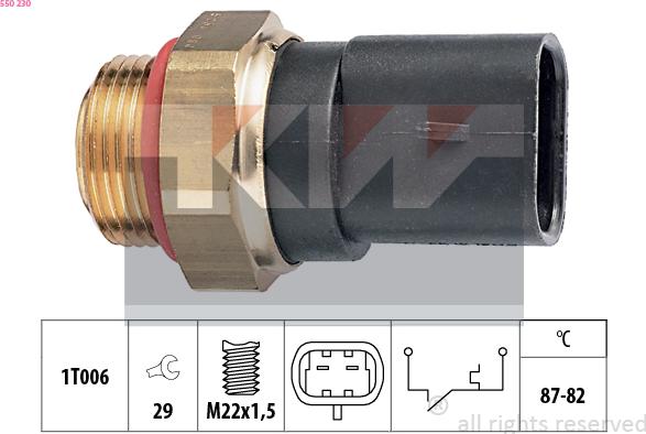 KW 550 230 - Prekidač temperature, ventilator radijatora / klima uređaja www.molydon.hr