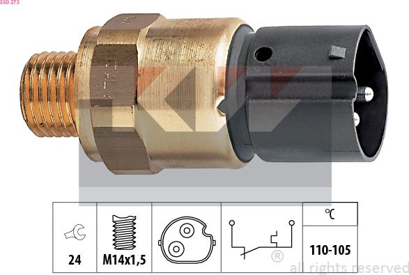 KW 550 273 - Prekidač temperature, ventilator radijatora / klima uređaja www.molydon.hr